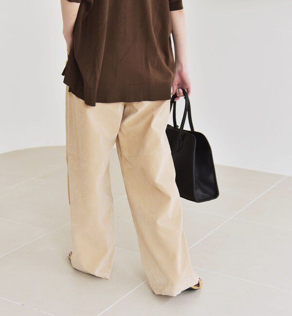 quaranciel「quaranciel:〈洗濯機可能〉ポリエステル スエード ワイド パンツ」|その他|