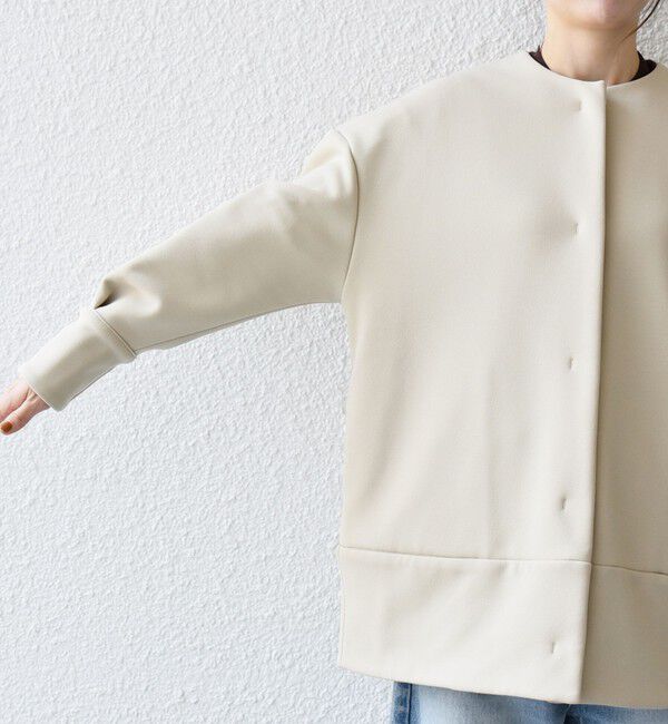 SHIPS any「【WEB限定】SHIPS any:〈洗濯機可能〉ダンボール コクーン ノーカラー コート」|ノーカラージャケット|