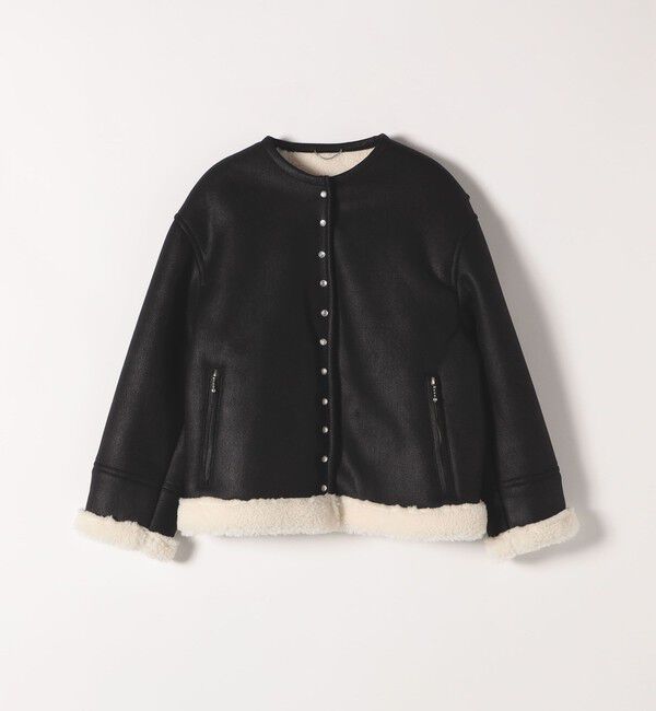 quaranciel「quaranciel: ムートンライク ボア ボンディング ノーカラー スナップ ブルゾン」|その他|