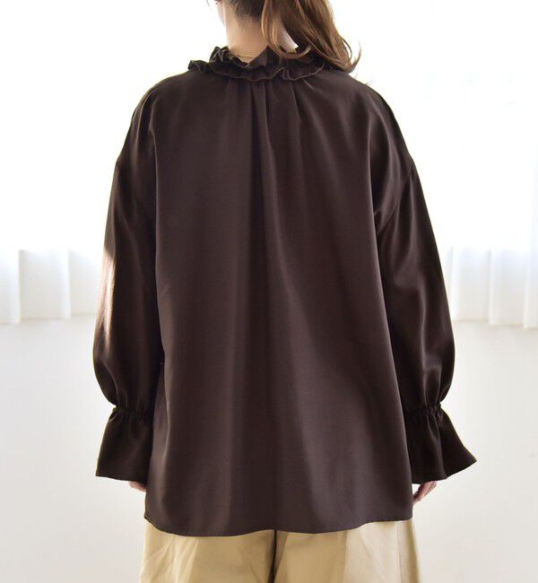 quaranciel「quaranciel:〈洗濯機可能〉フリルカラー リボン ギャザースリーブ ブラウス」|シャツ・ブラウス|