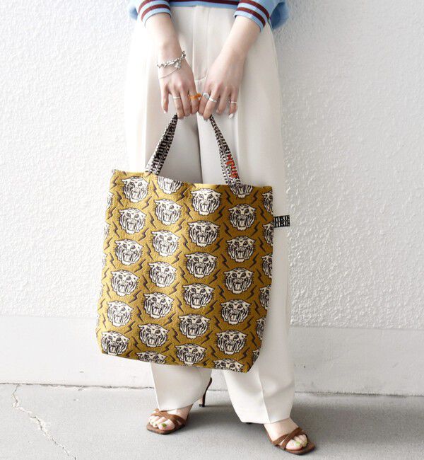 SHIPS any「BINDU: A4 デザイン ジャカード トート バッグ」|トートバッグ|キャメル