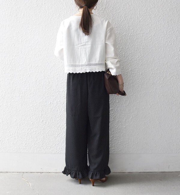 SHIPS any「《予約》SHIPS any:〈手洗い可能〉リネンミックス ハシゴレース シャツ カーディガン」|カーディガン|