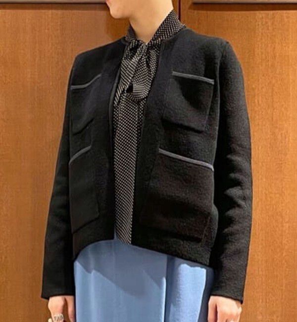 Ballsey「ウールナイロンブークレー フロントオープンカーディガン」|カーディガン|