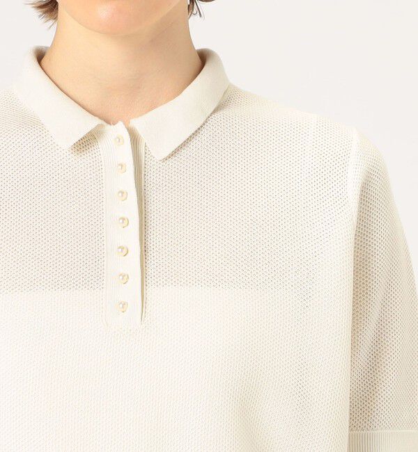 Ballsey「パールメッシュコンビ ポロカラープルオーバー」|ニット・セーター|