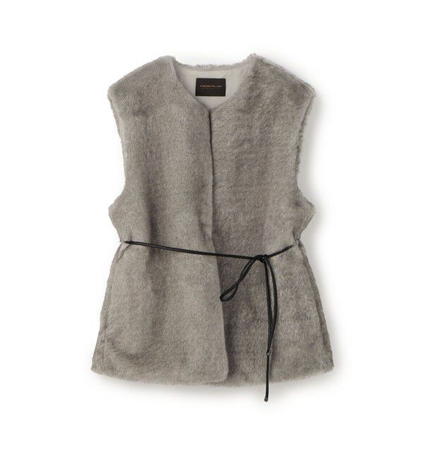 TOMORROWLAND collection「フェイクミンク ベルテッドジレ」|ベスト・ジレ|15 グレー