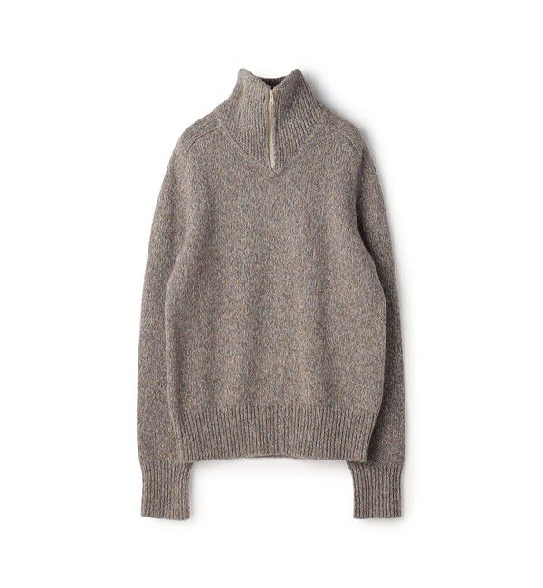 BACCA「ウールナイロンメランジ ジップアッププルオーバー」|ニット・セーター|14 グレー系