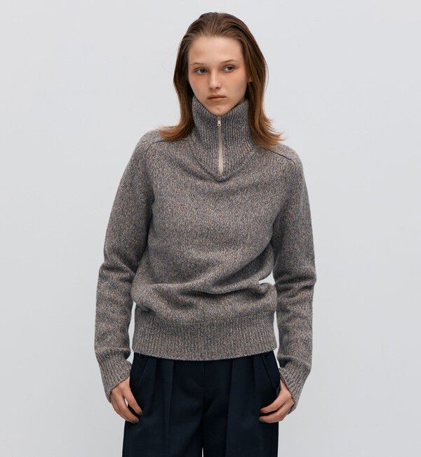 BACCA「ウールナイロンメランジ ジップアッププルオーバー」|ニット・セーター|