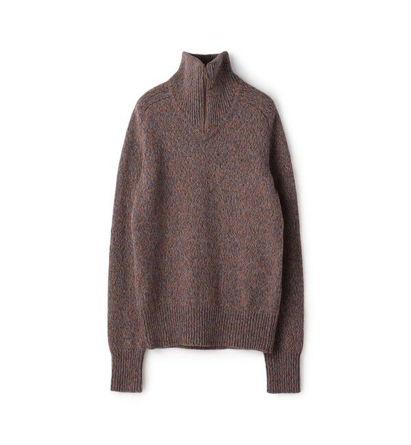 BACCA「ウールナイロンメランジ ジップアッププルオーバー」|ニット・セーター|46 ブラウン系