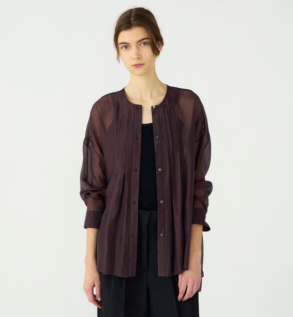 Ballsey「【WEB先行予約】セルロースポリエステルオーガンジー ランダムタックブラウス」|シャツ・ブラウス|