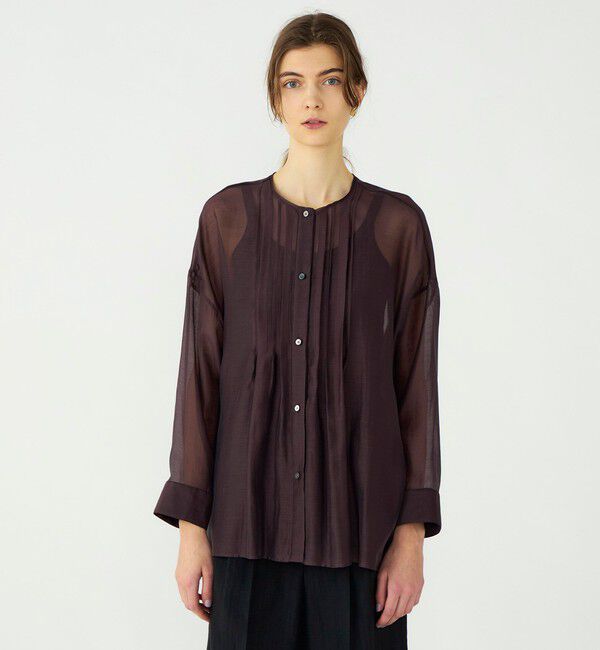 Ballsey「【WEB先行予約】セルロースポリエステルオーガンジー ランダムタックブラウス」|シャツ・ブラウス|