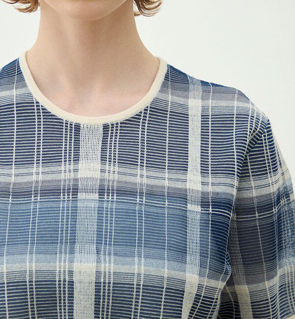 MACPHEE「【WEB先行予約】シアーチェック ハーフスリーブプルオーバー」|ニット・セーター|