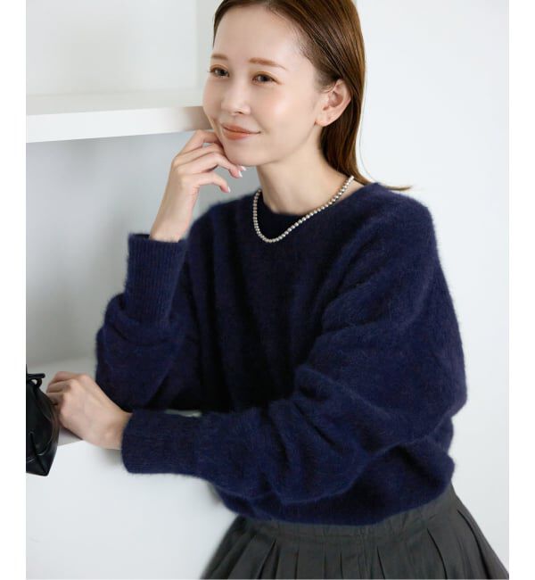 SLOBE IENA「フォックスアルパカプルオーバー」|ニット・セーター|ネイビー