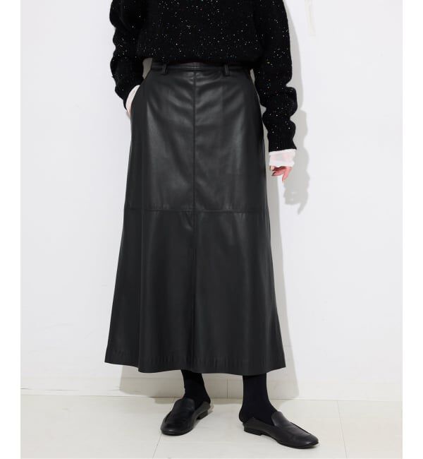 SLOBE IENA「《追加》フェイクレザーフレアスカート」|スカート|