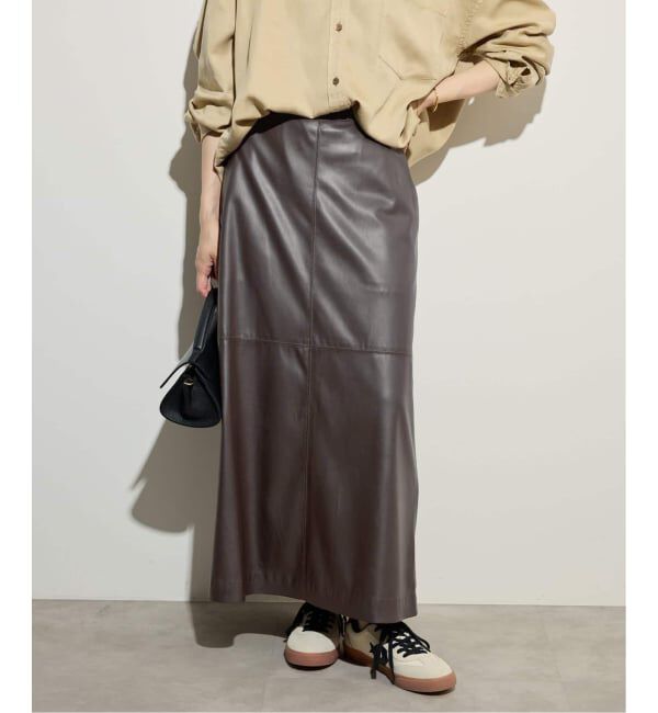 SLOBE IENA「《追加》フェイクレザーフレアスカート」|スカート|