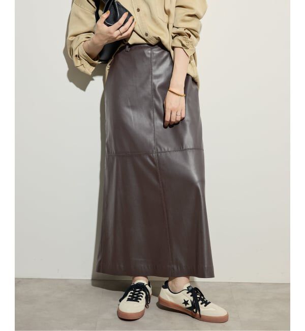SLOBE IENA「《追加》フェイクレザーフレアスカート」|スカート|