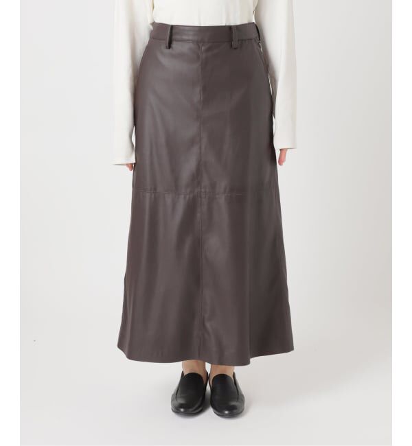 SLOBE IENA「《追加》フェイクレザーフレアスカート」|スカート|