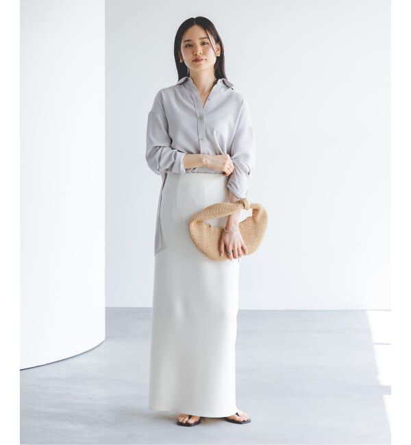 NOBLE「《追加》【洗える】コンフォートジャージーライクタイトスカート 3」|スカート|