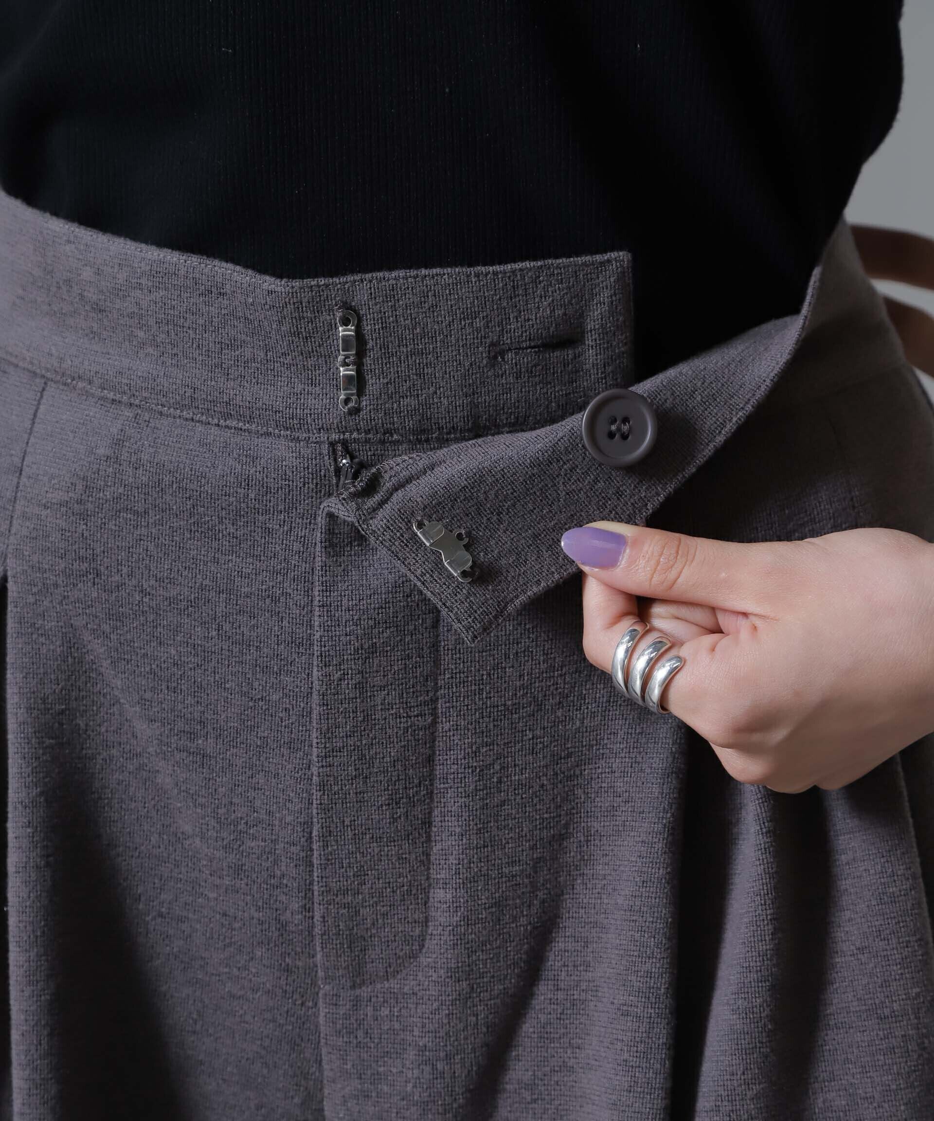 nano･universe「起毛カットタックワイドパンツ」|チノ|