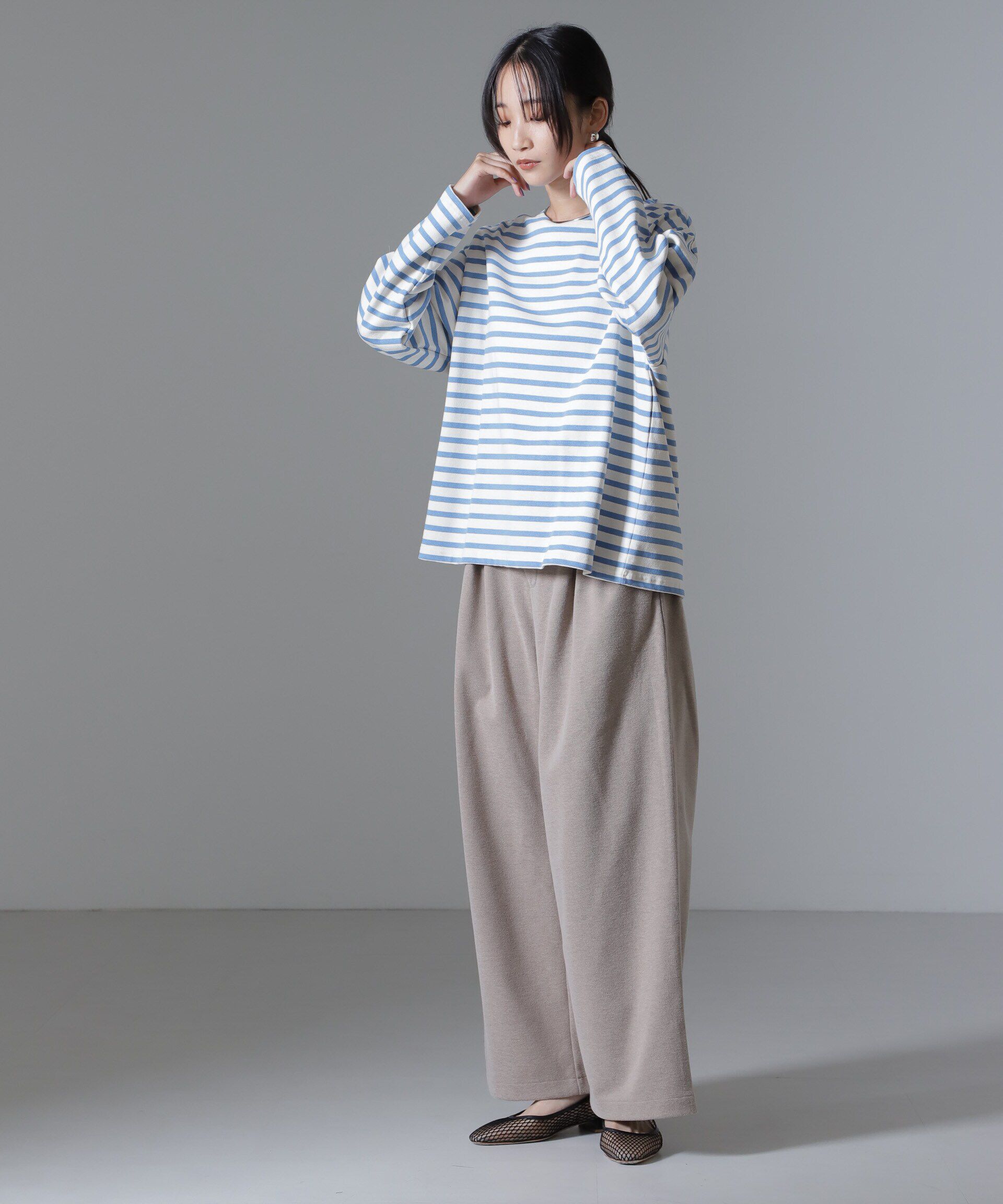 nano･universe「起毛カットタックワイドパンツ」|チノ|