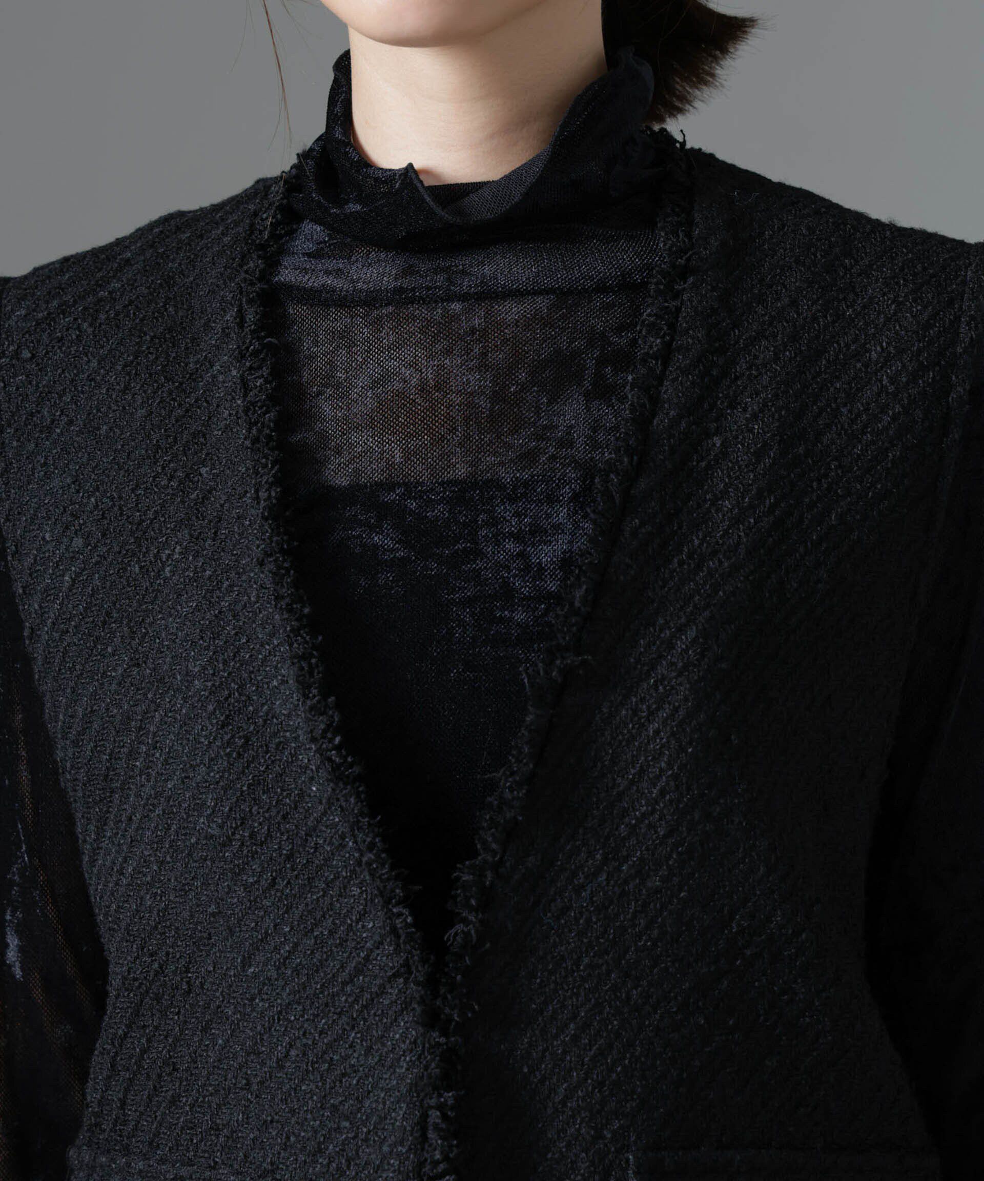 nano･universe「フリンジツイードベスト」|テーラードジャケット|