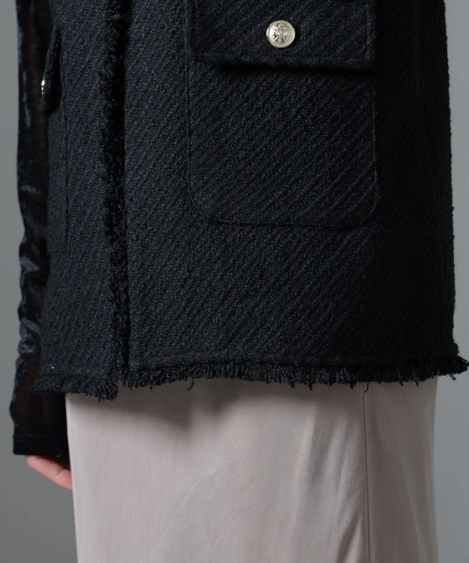 nano･universe「フリンジツイードベスト」|テーラードジャケット|