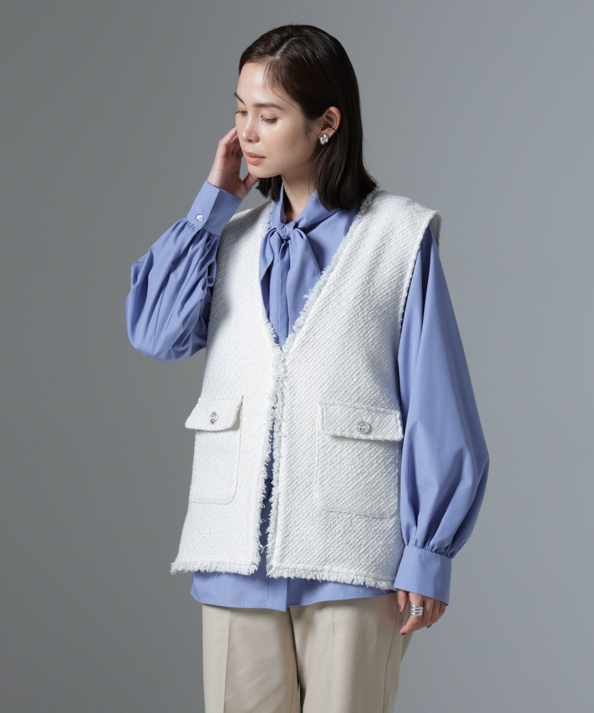 nano･universe「フリンジツイードベスト」|テーラードジャケット|