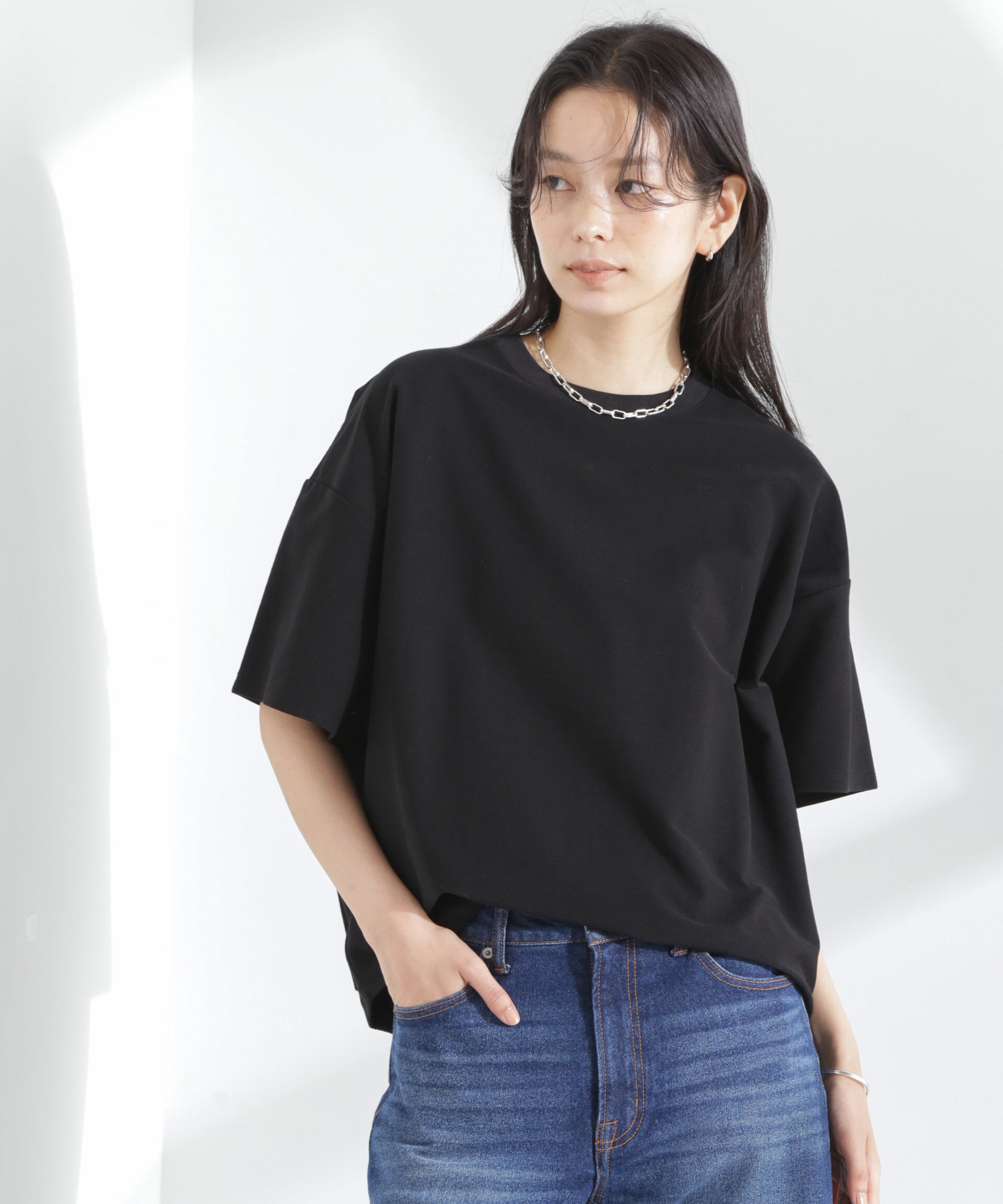 nano･universe「「MC」coveross(R)ツイル調 冷感プレーティング天竺Tシャツ」|Tシャツ・カットソー|