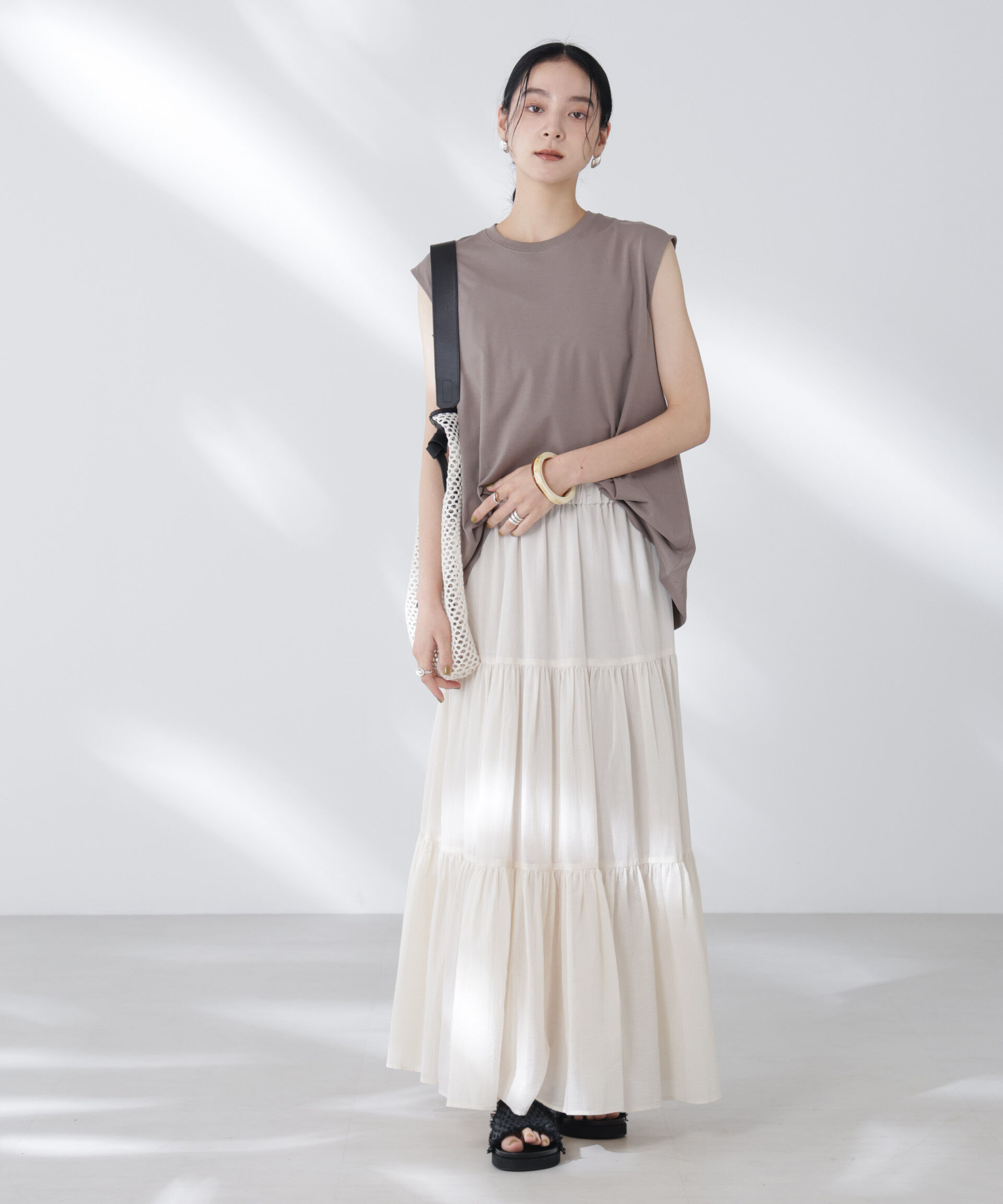 nano･universe「コットンシフォンティアードスカート」|スカート|