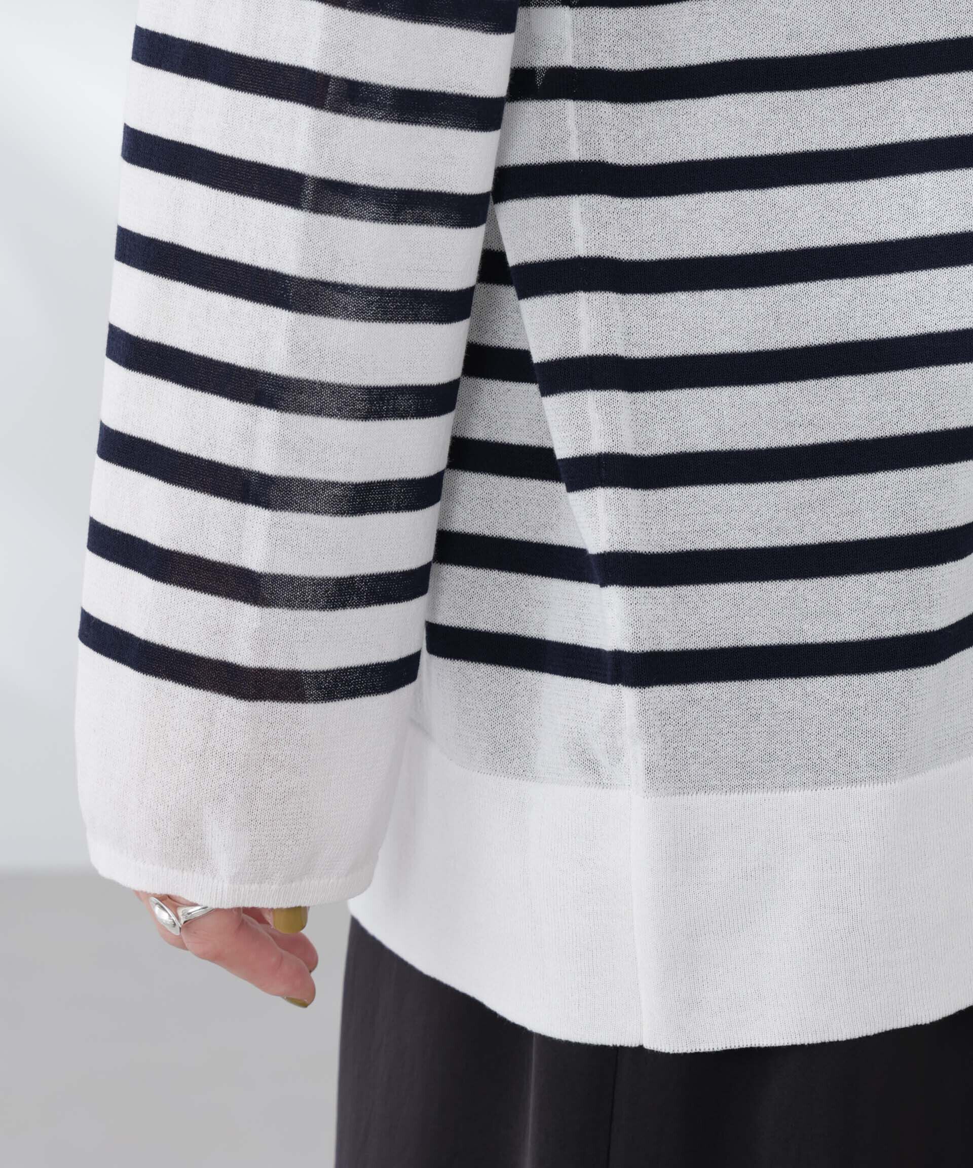 nano･universe「コットンナイロンシアーボーダーニットトップス」|ニット・セーター|