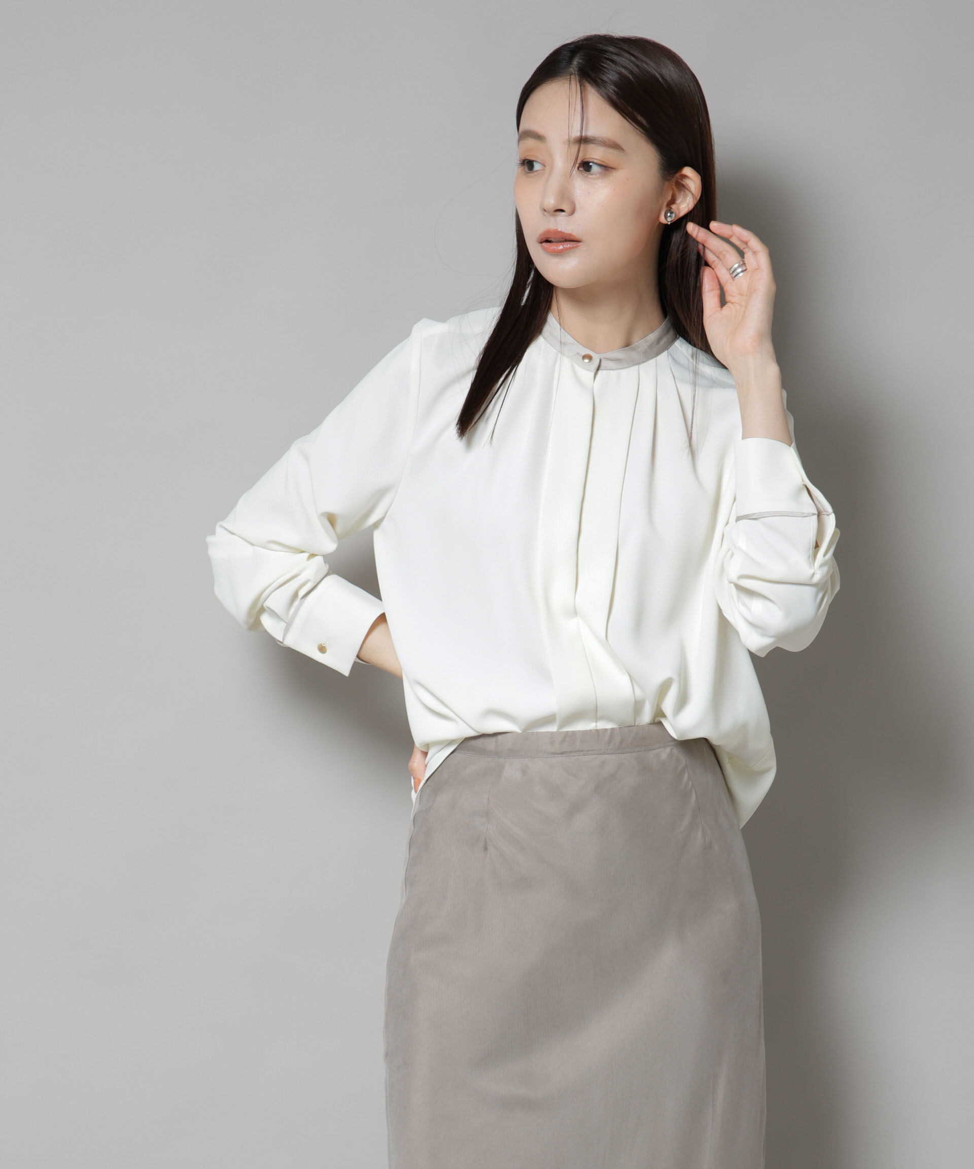 nano･universe「スタンドバイカラータックブラウス」|シャツ・ブラウス|