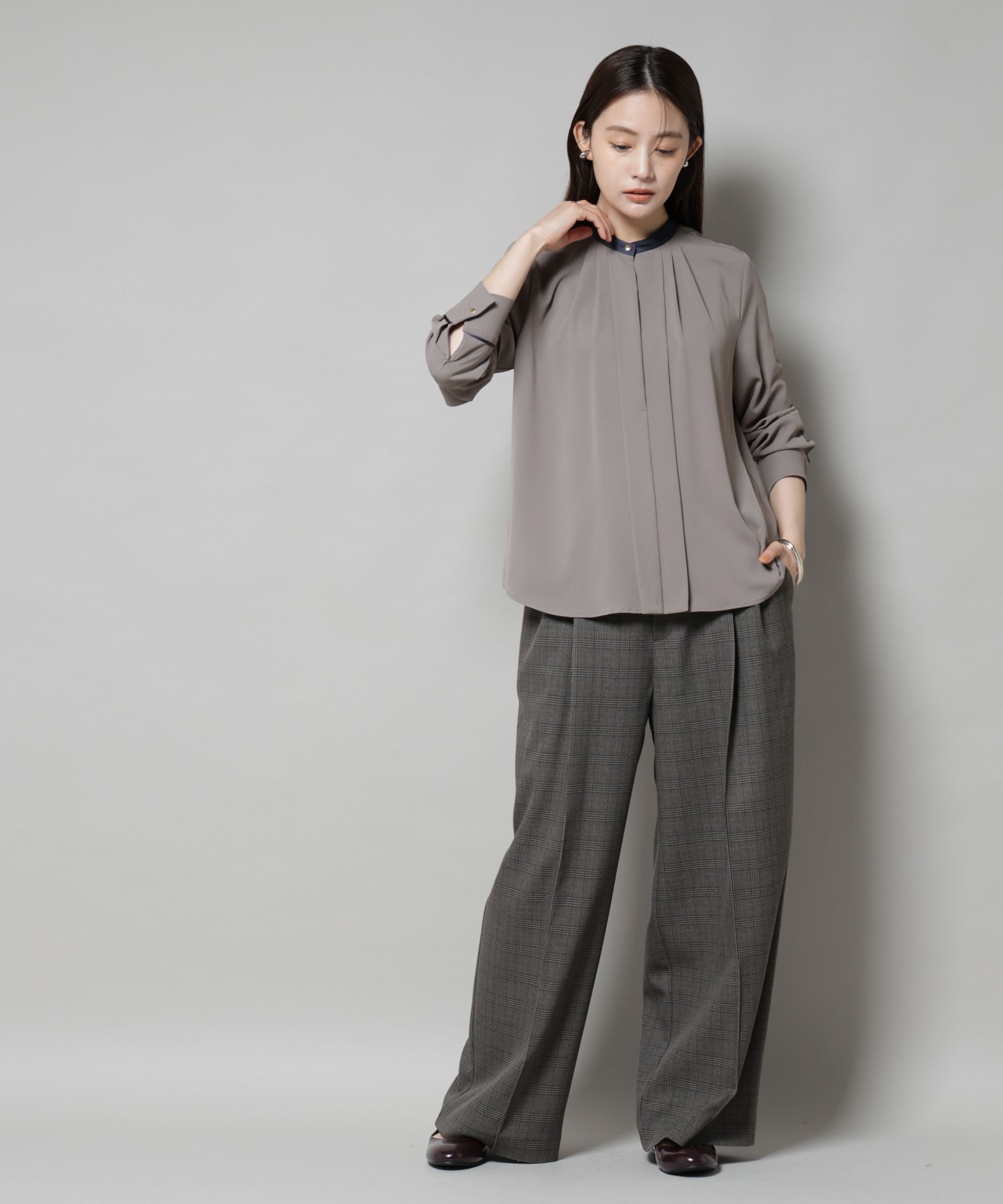 nano･universe「スタンドバイカラータックブラウス」|シャツ・ブラウス|