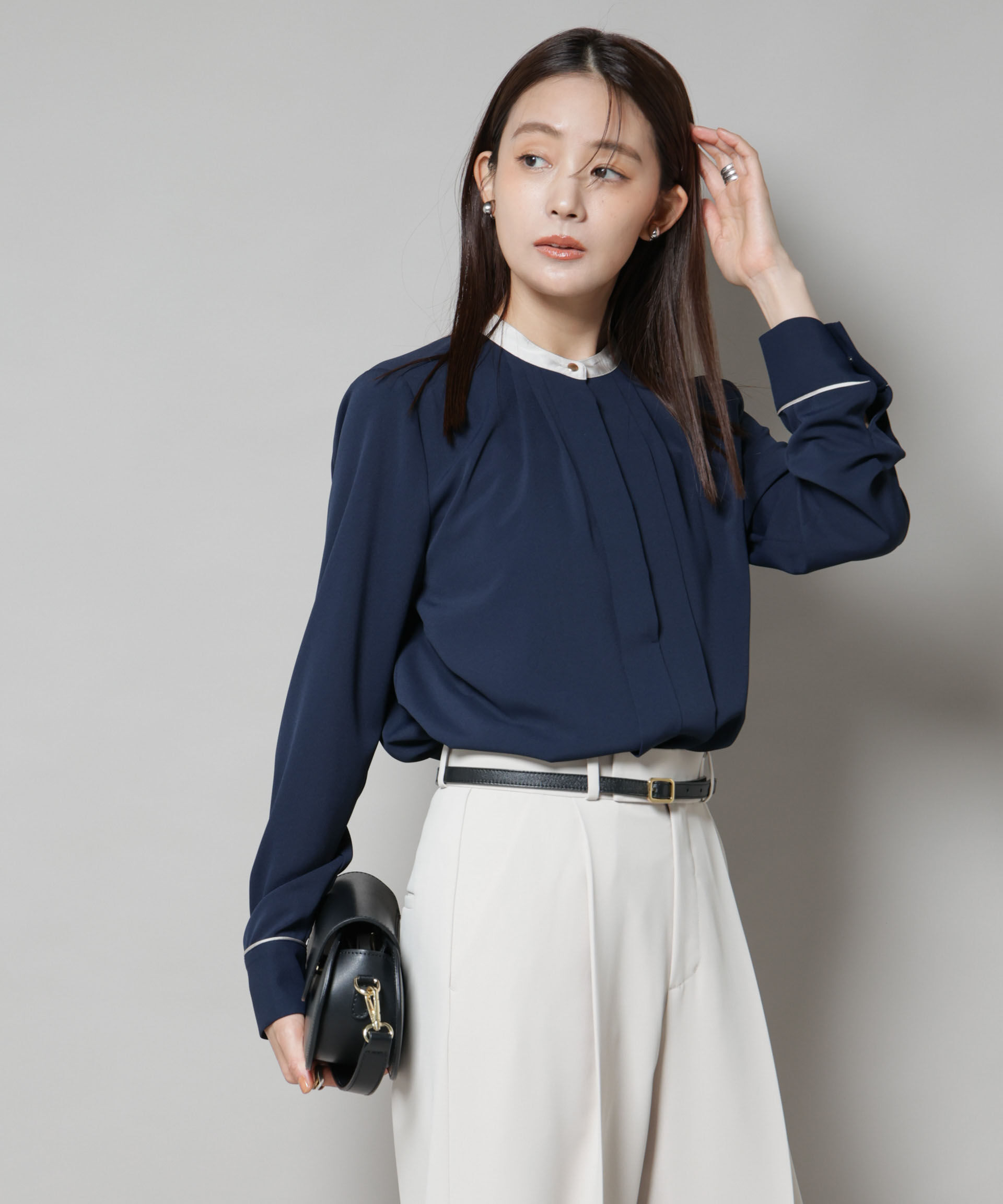 nano･universe「スタンドバイカラータックブラウス」|シャツ・ブラウス|