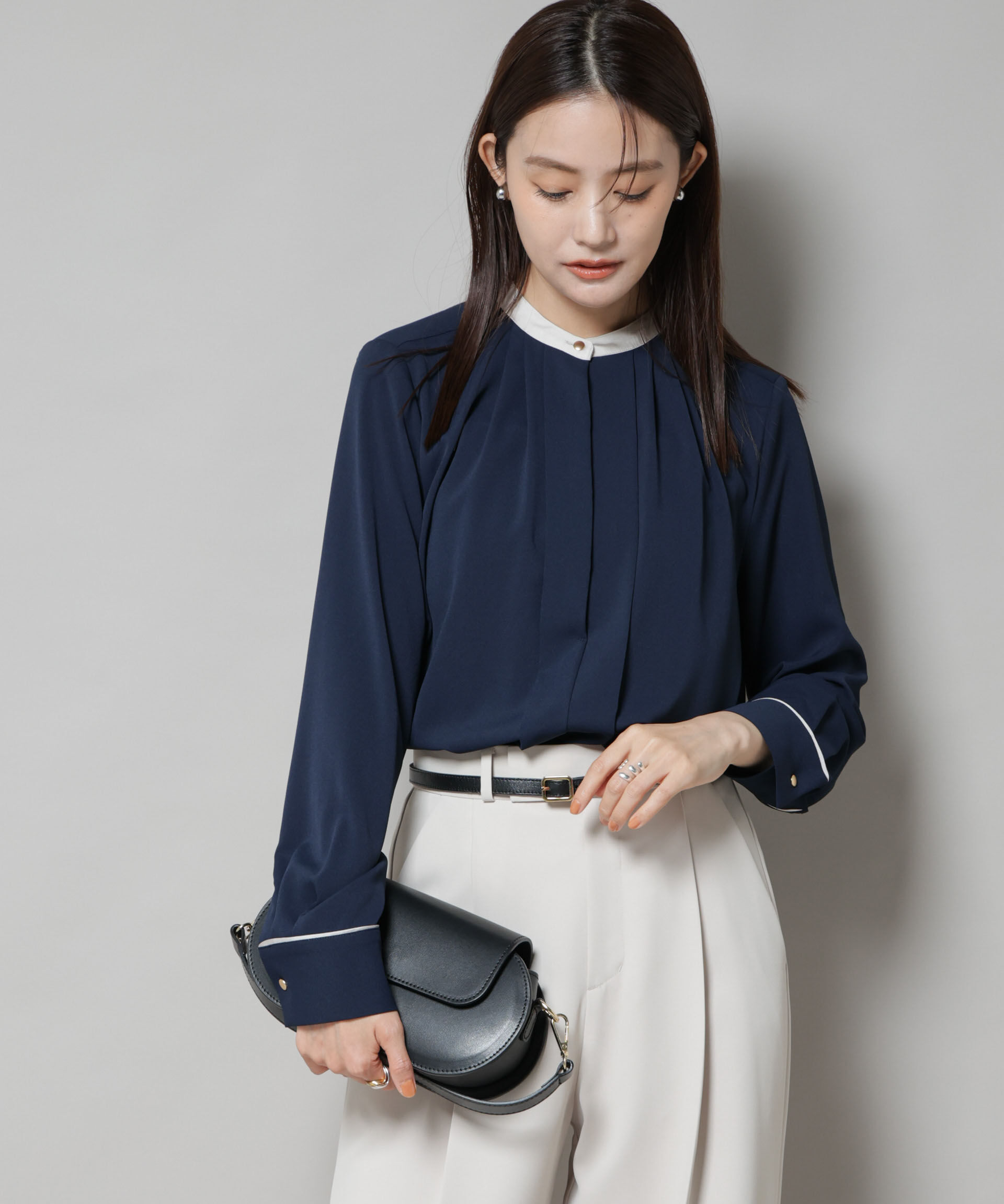 nano･universe「スタンドバイカラータックブラウス」|シャツ・ブラウス|