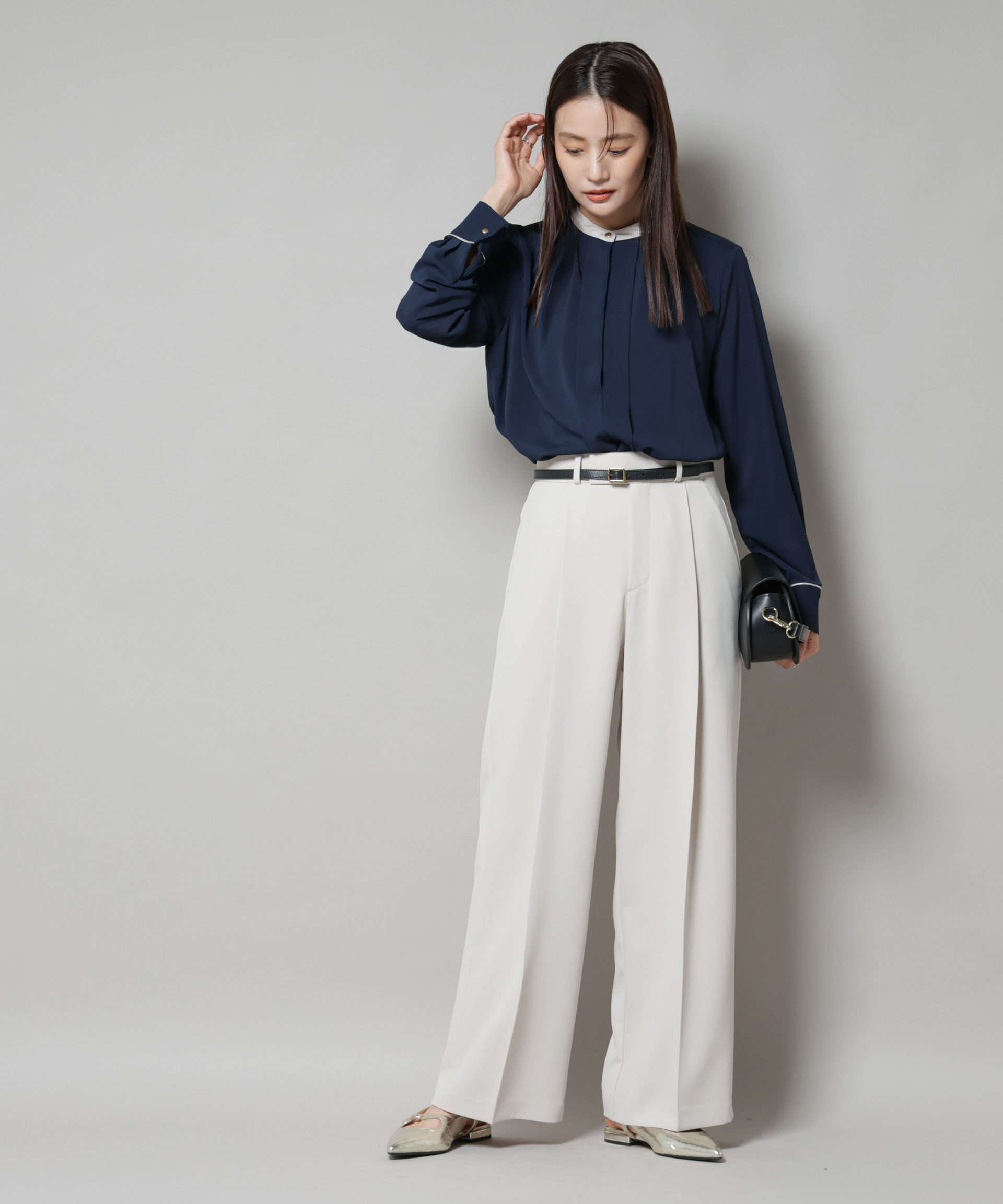 nano･universe「スタンドバイカラータックブラウス」|シャツ・ブラウス|