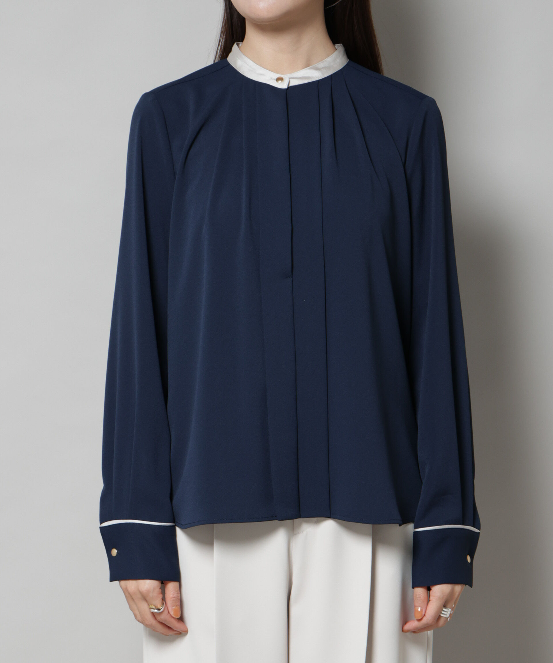 nano･universe「スタンドバイカラータックブラウス」|シャツ・ブラウス|