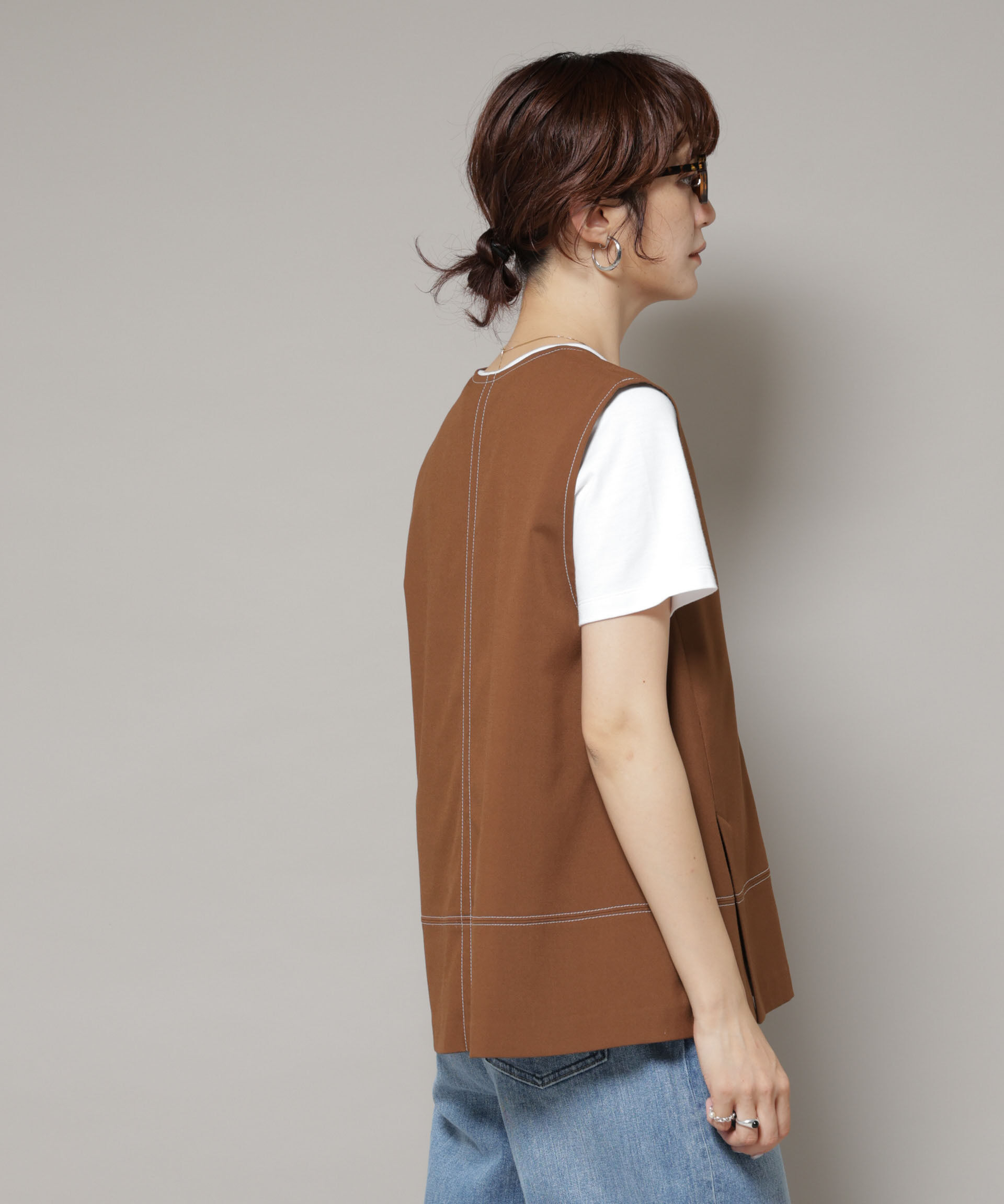 nano･universe「ドライウェザーストレッチバイカラーステッチベスト(セットアップ可)」|シャツ・ブラウス|