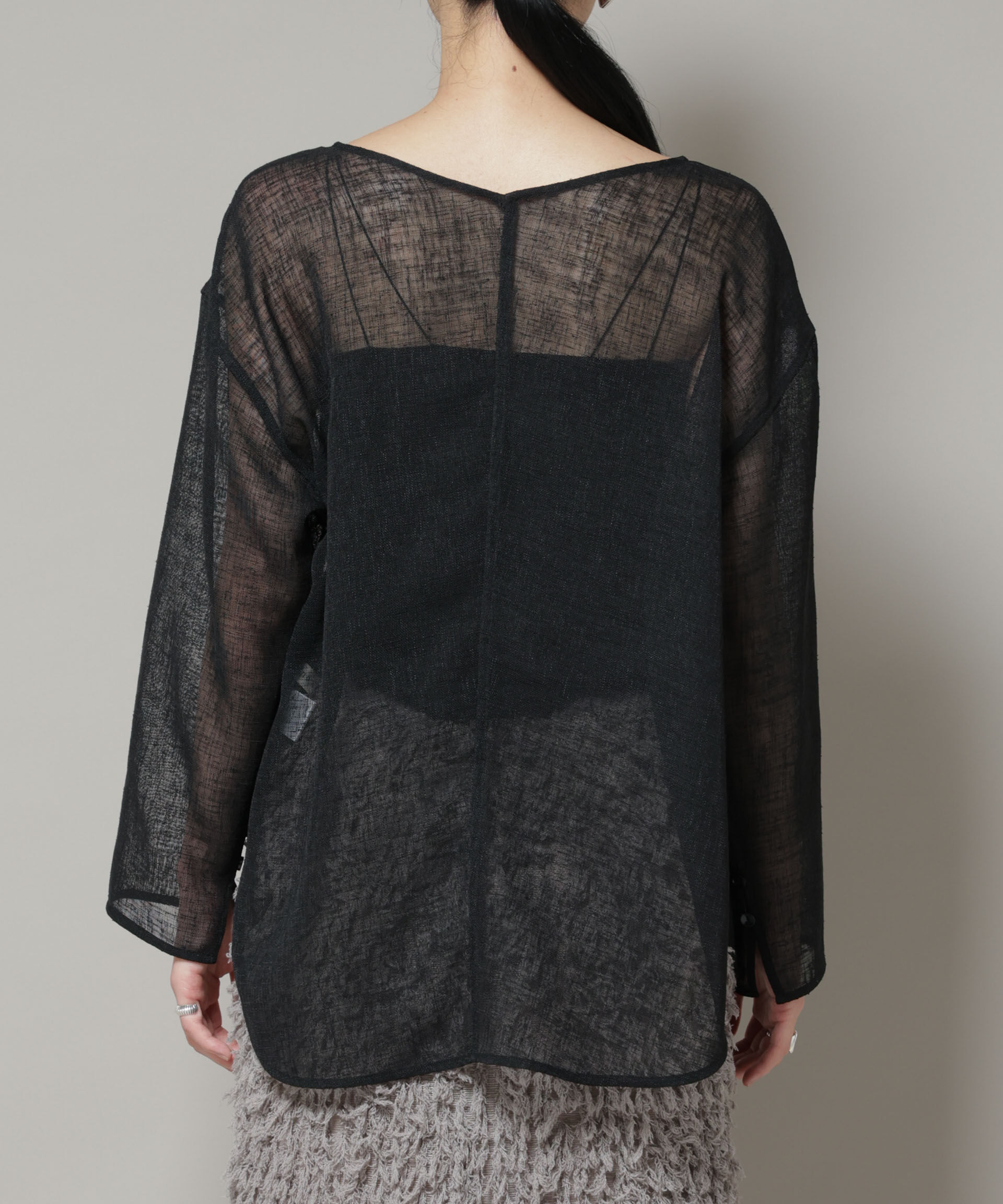 nano･universe「オーバーサイズメッシュブラウス」|シャツ・ブラウス|