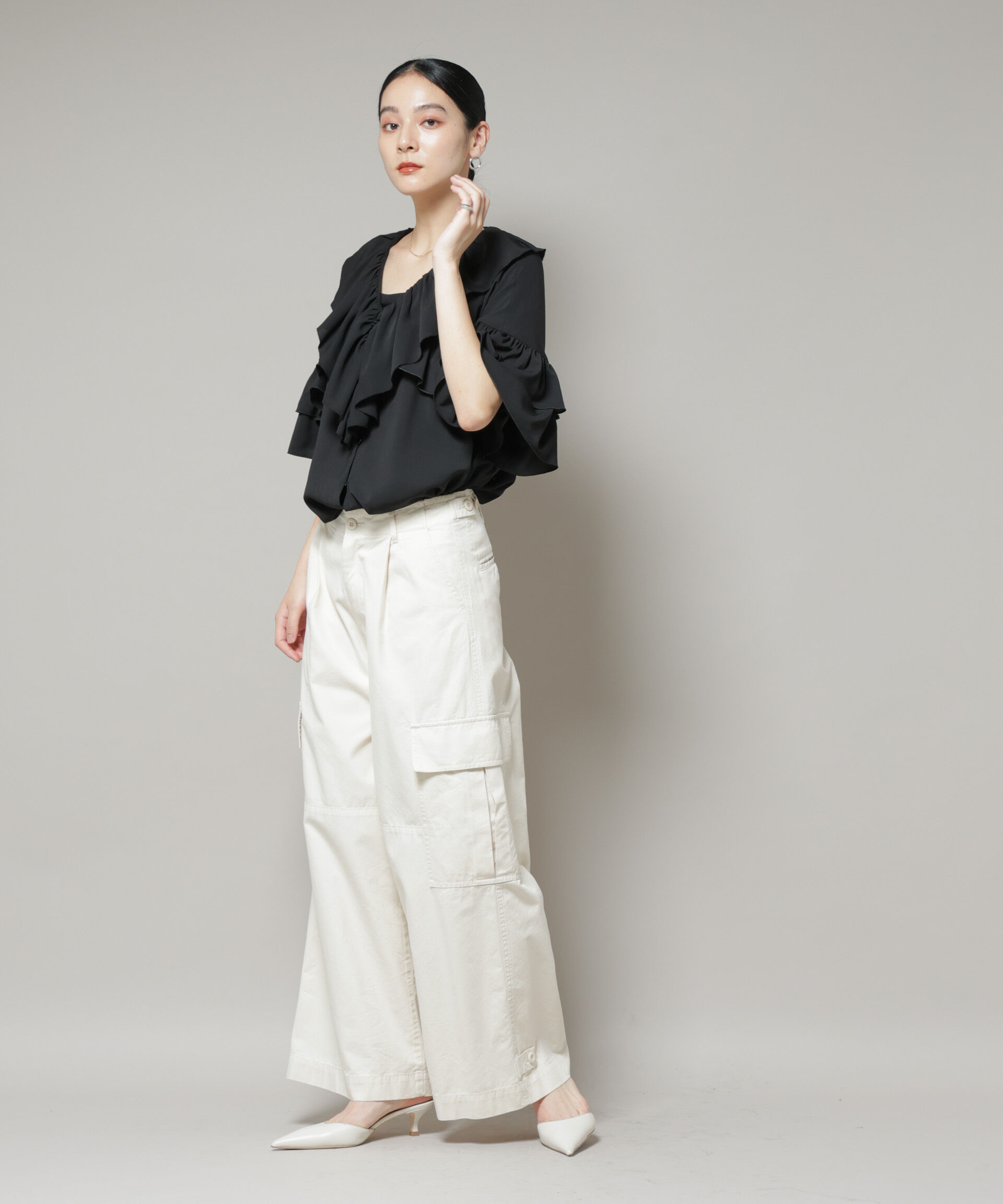 nano･universe「サイドポケットワイドチノパンツ」|チノ|