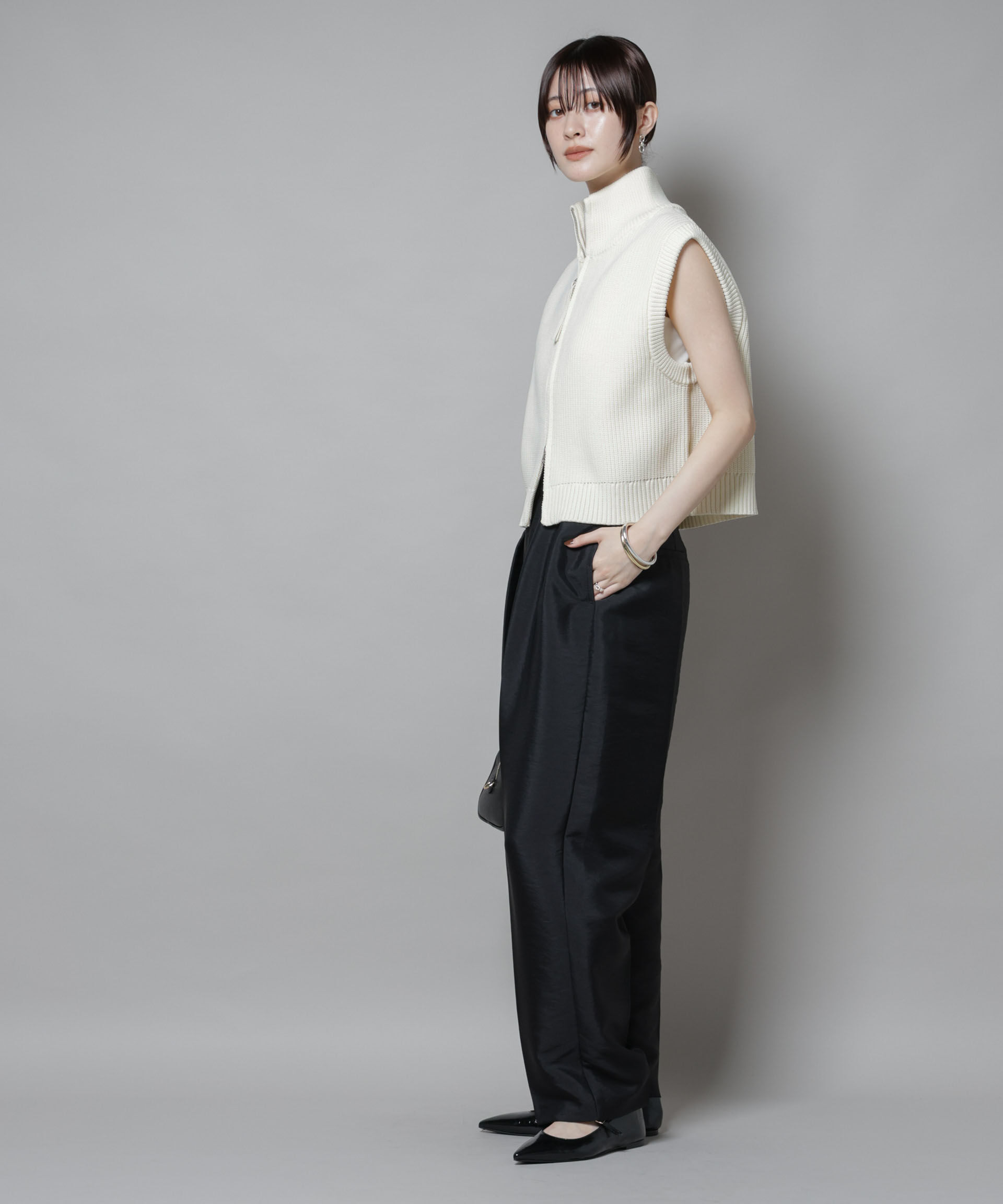 nano･universe「ダブルジップアップドライバーズニットベスト」|ニット・セーター|