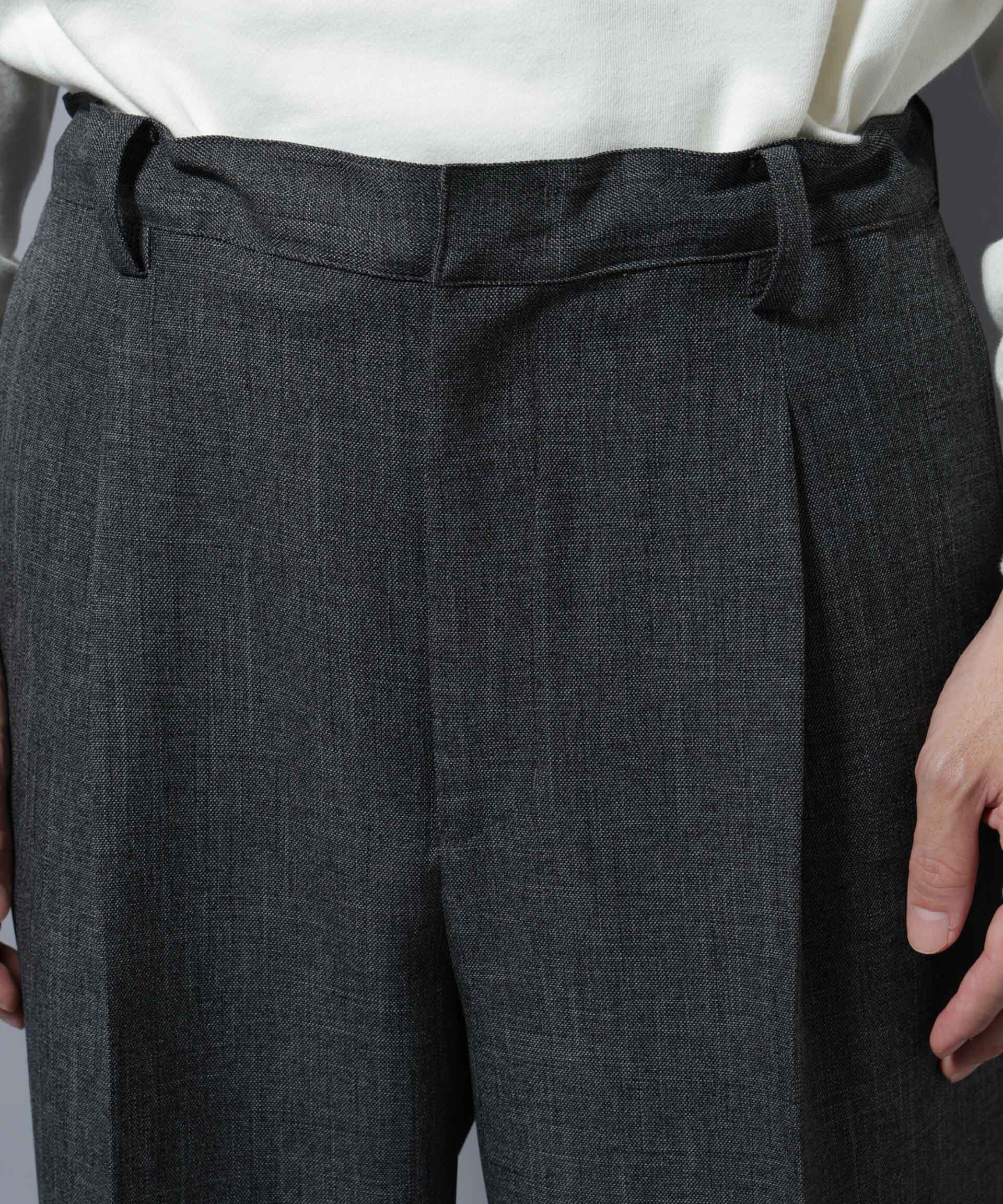 nano･universe「「大人のワイドパンツ」シャークスキンイージースラックス」|チノ|