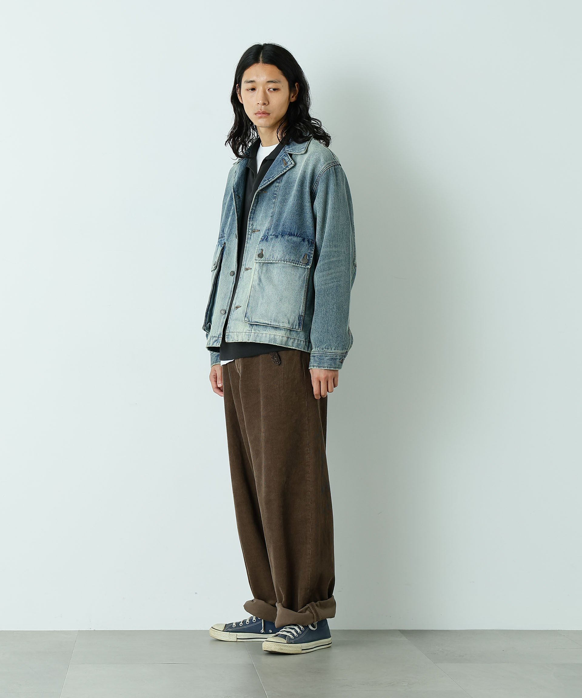 nano･universe「｢HOTEL PALACE｣ フェードデニムカバーオールジャケット」|ブルゾン・スタジャン|