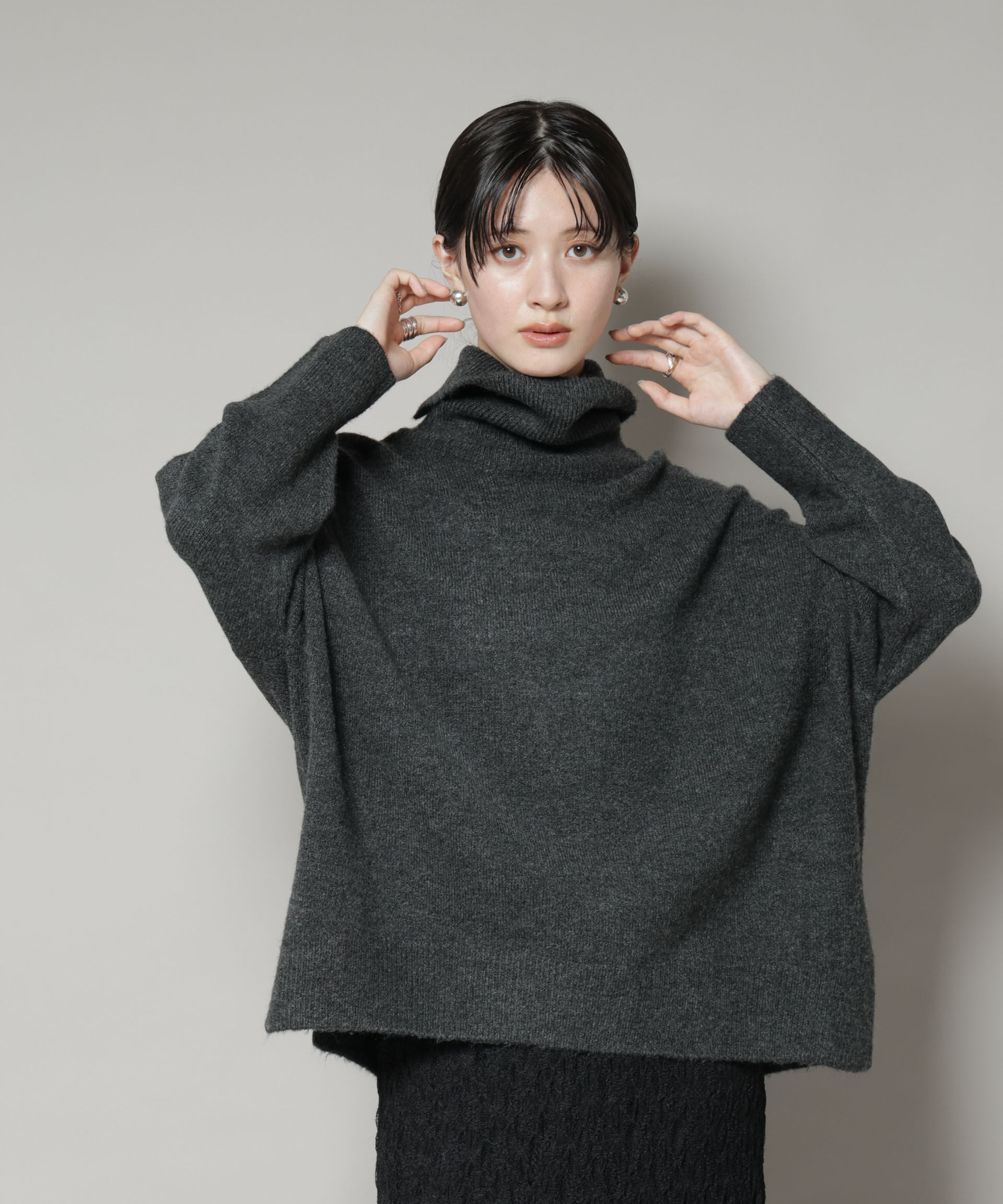 nano･universe「タートルワイドシルエット圧縮ニット」|ニット・セーター|