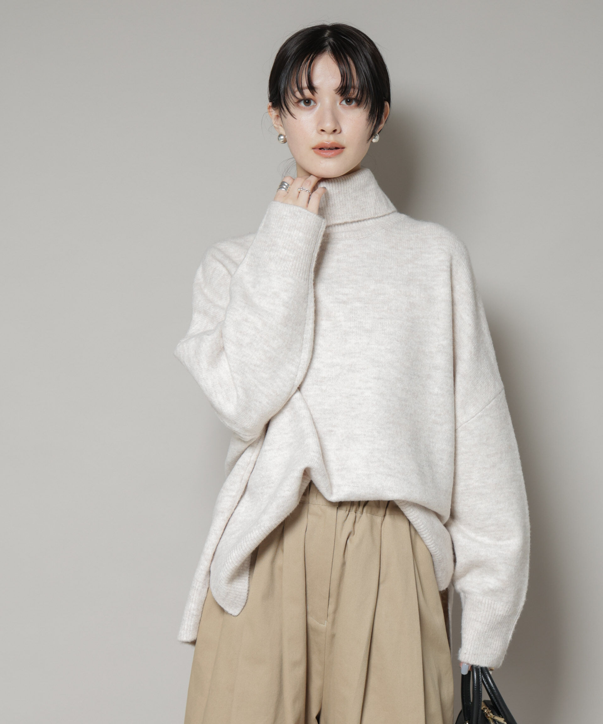 nano･universe「タートルワイドシルエット圧縮ニット」|ニット・セーター|