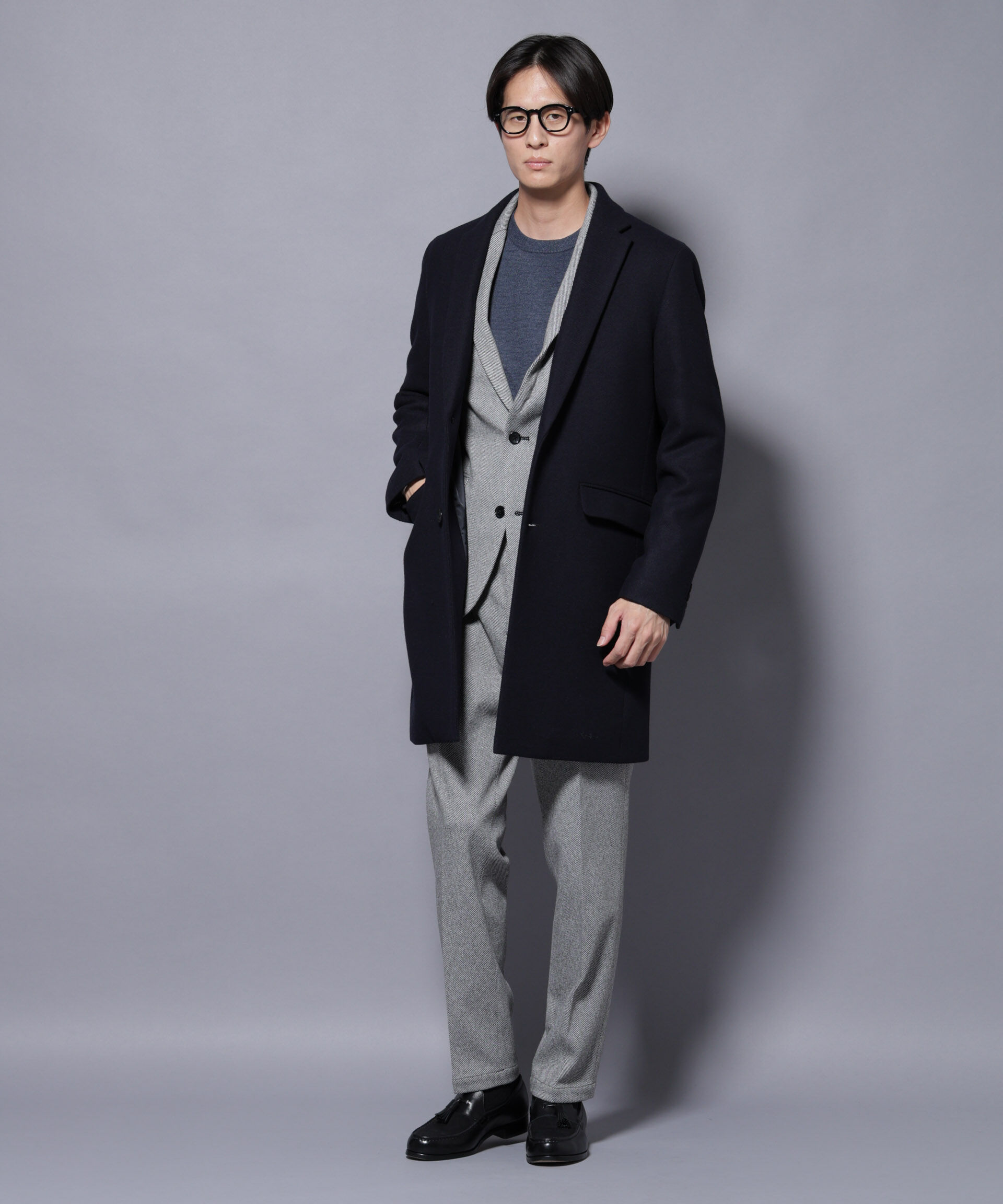 nano･universe「ウール/Nメルトンチェスターコート」|その他|ネイビー