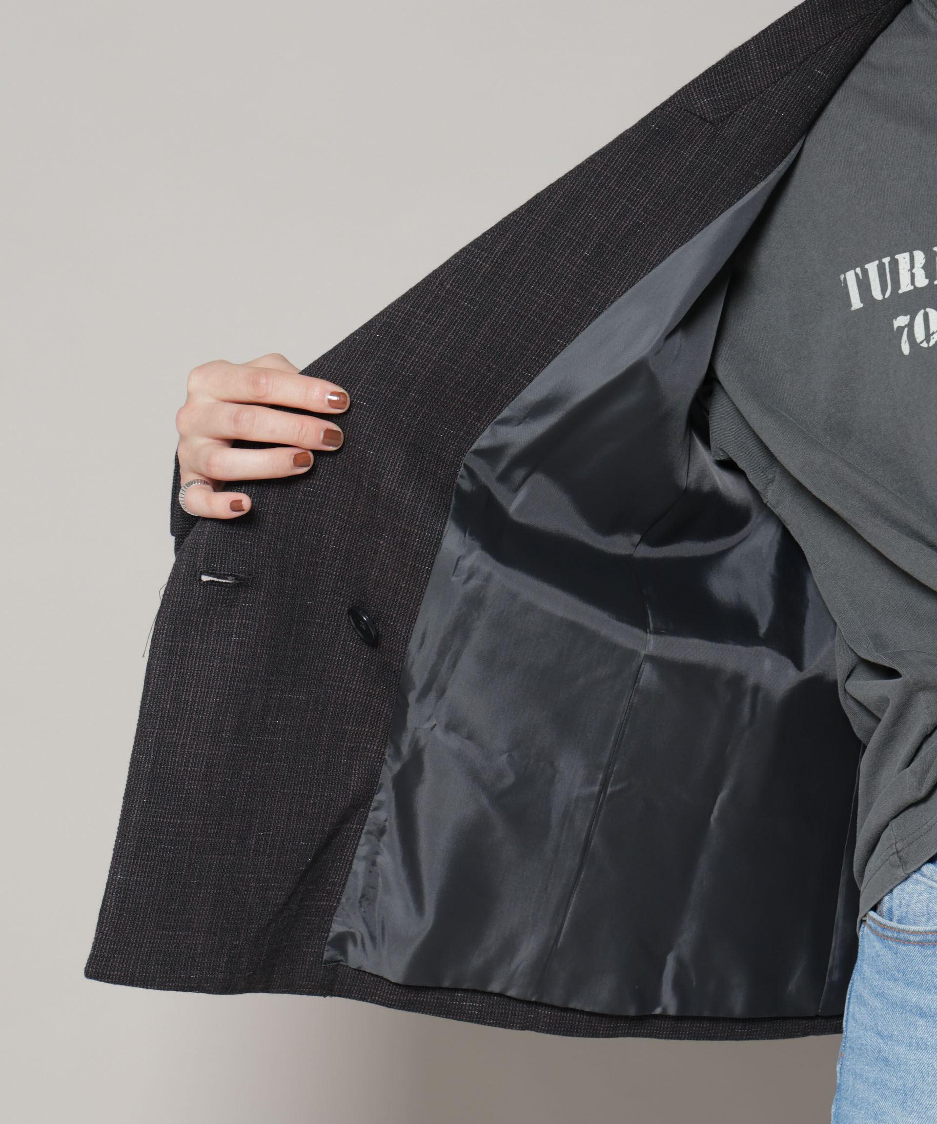 nano･universe「ツイードセミダブルジャケット(セットアップ可)」|テーラードジャケット|