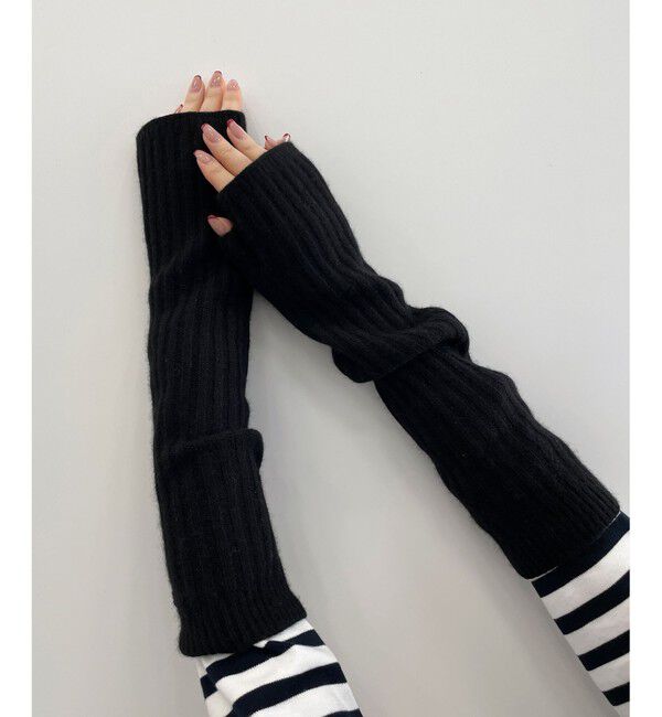 23区「【洗える】ピュアカシミヤ アームウォーマー」|手袋|ブラック系