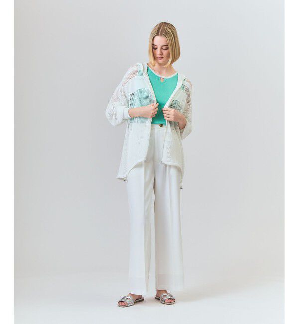 Grace Class「ボーダーメッシュフーディ」|パーカー|ホワイト