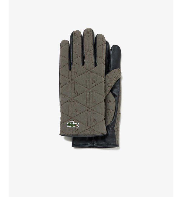 LACOSTE「モノグラムキルティング&times;レザーグローブ」|手袋|