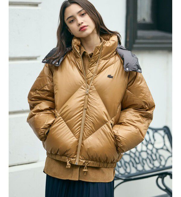 LACOSTE「オーバーサイズ撥水ナイロンダウンジャケット / フード取り外し可<br>」|ダウン|