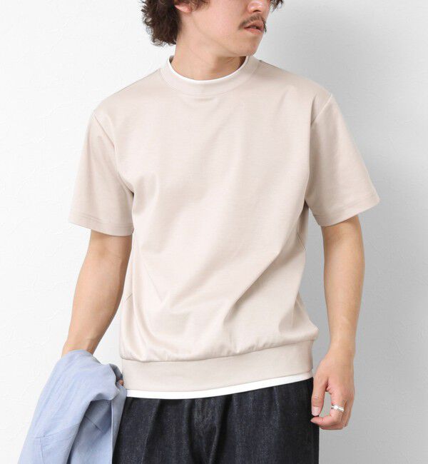 NOLLEY'S goodman「《接触冷感》スーピマコットン ダブルカラーTee 25SS」|Tシャツ・カットソー|グレーベージュ